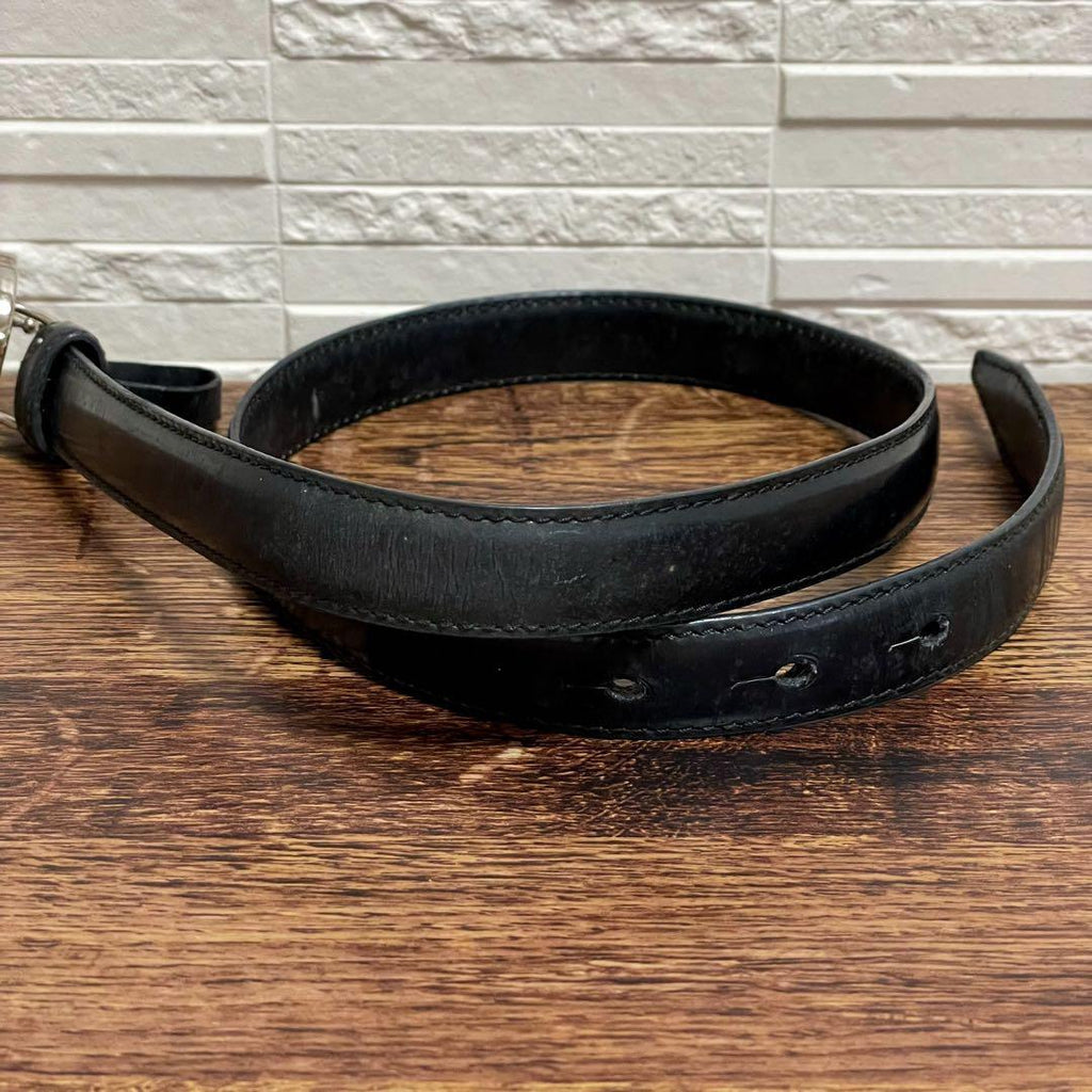 Gucci GG Interlocking Buckle Leather Belt Silver Black — view 2