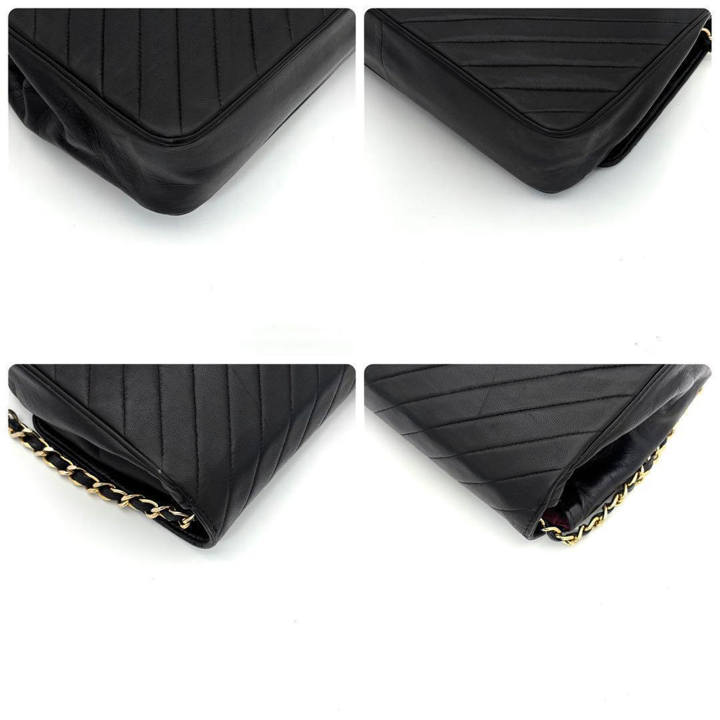Chanel Bias Stitch Quilted Lambskin Shoulder Bag Black — view 7