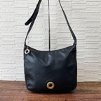Celine Leather Circle Logo Shoulder Bag Black — view 2