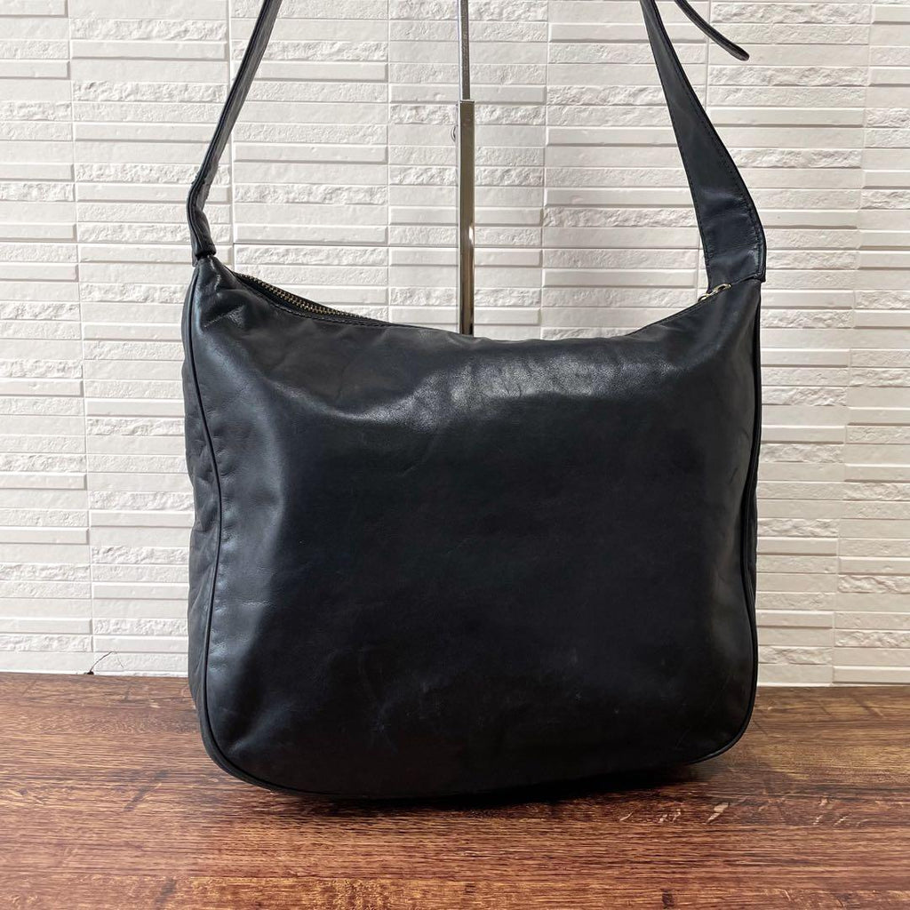 Celine Leather Circle Logo Shoulder Bag Black — view 3