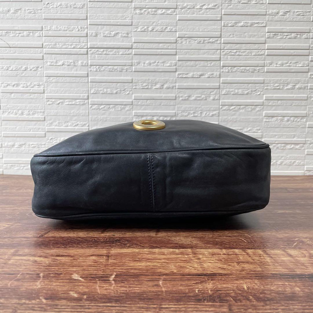 Celine Leather Circle Logo Shoulder Bag Black — view 5