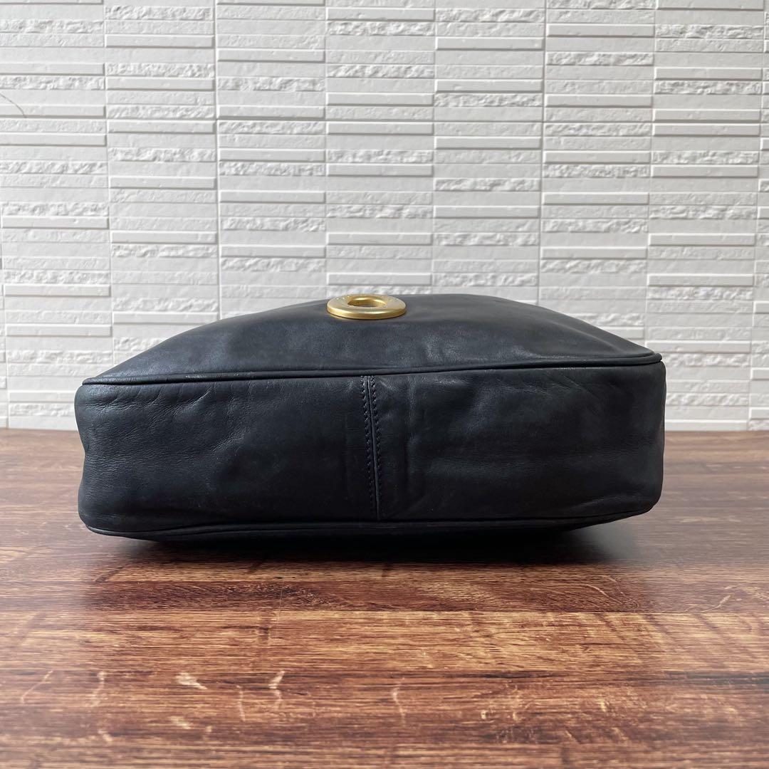 Celine Leather Circle Logo Shoulder Bag Black — view 5
