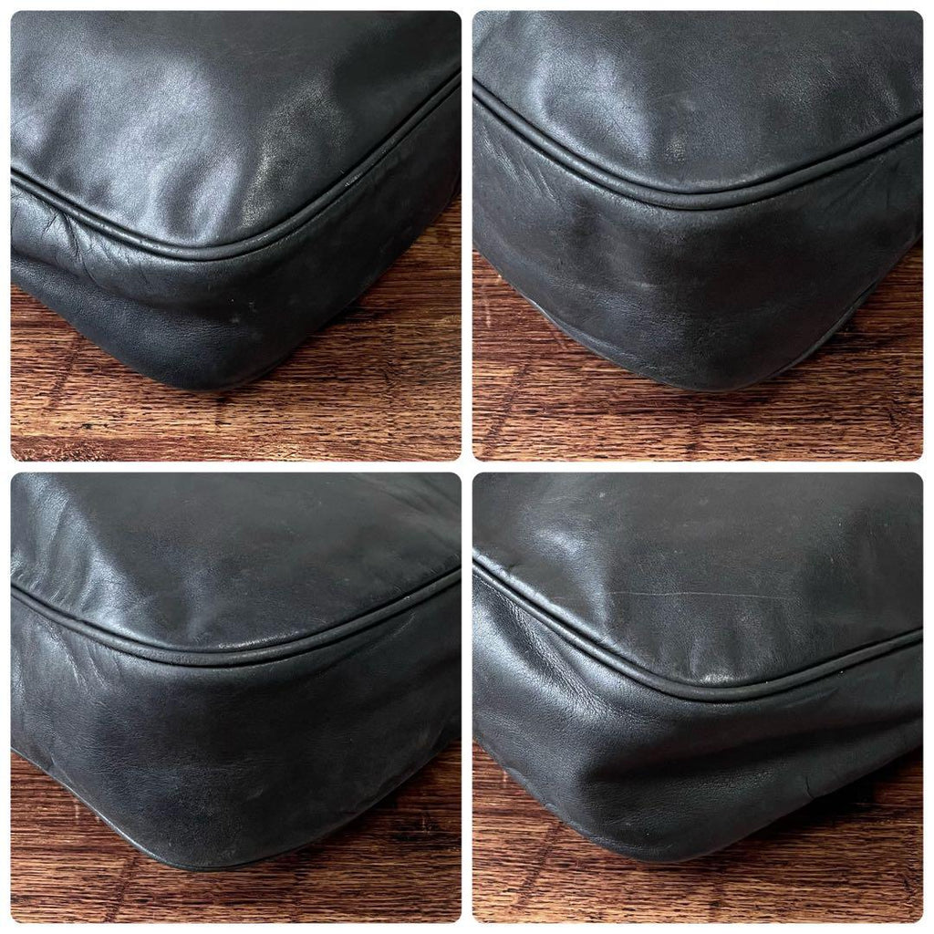 Celine Leather Circle Logo Shoulder Bag Black — view 6