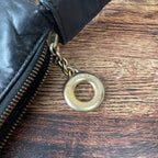 Celine Leather Circle Logo Shoulder Bag Black — view 9