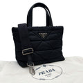 Prada Nylon Leather Quilted Shoulder Bag Black