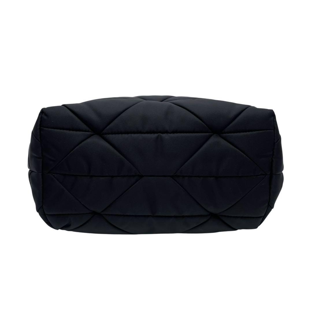 Prada Nylon Leather Quilted Shoulder Bag Black — view 4