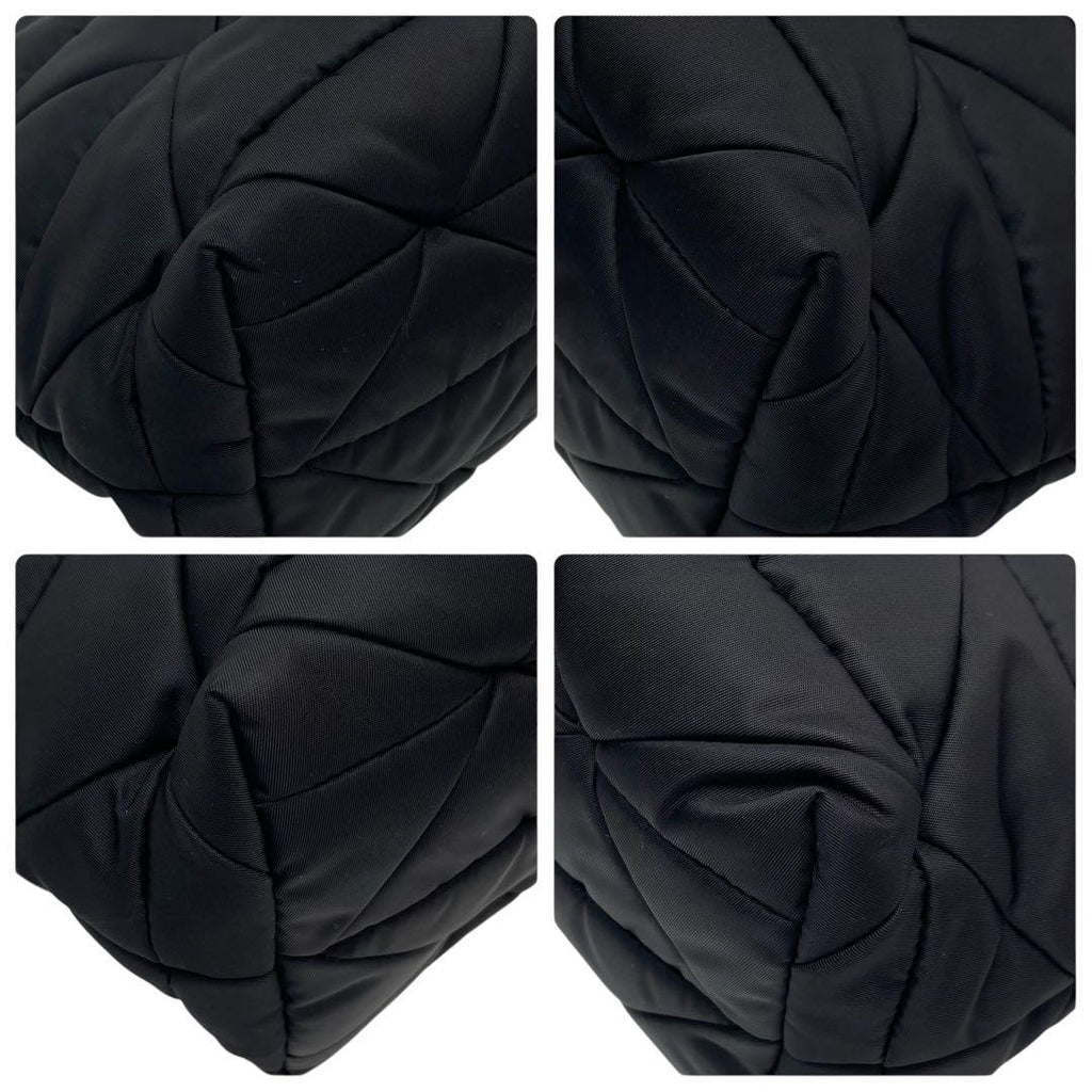 Prada Nylon Leather Quilted Shoulder Bag Black — view 5