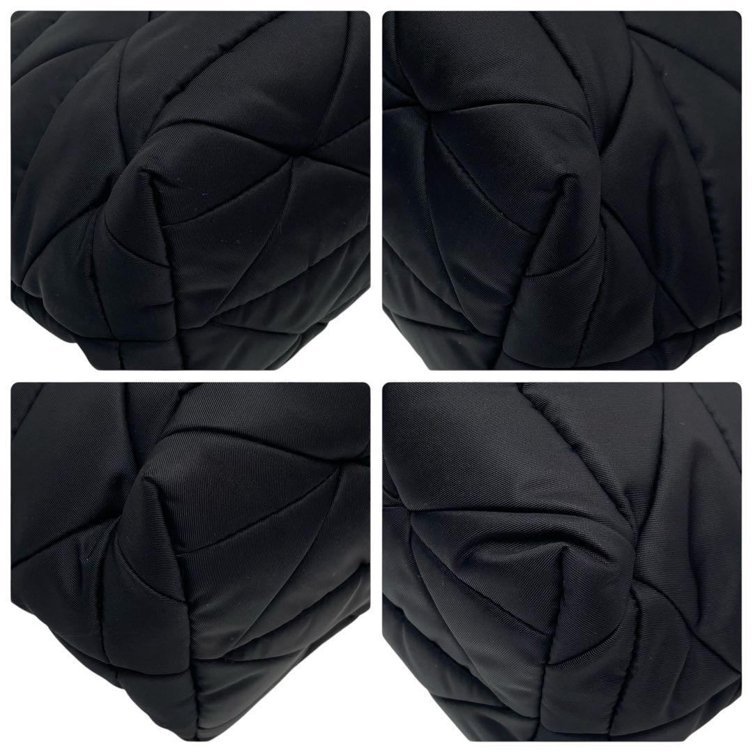 Prada Nylon Leather Quilted Shoulder Bag Black — view 5