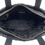 Prada Nylon Leather Quilted Shoulder Bag Black — view 7