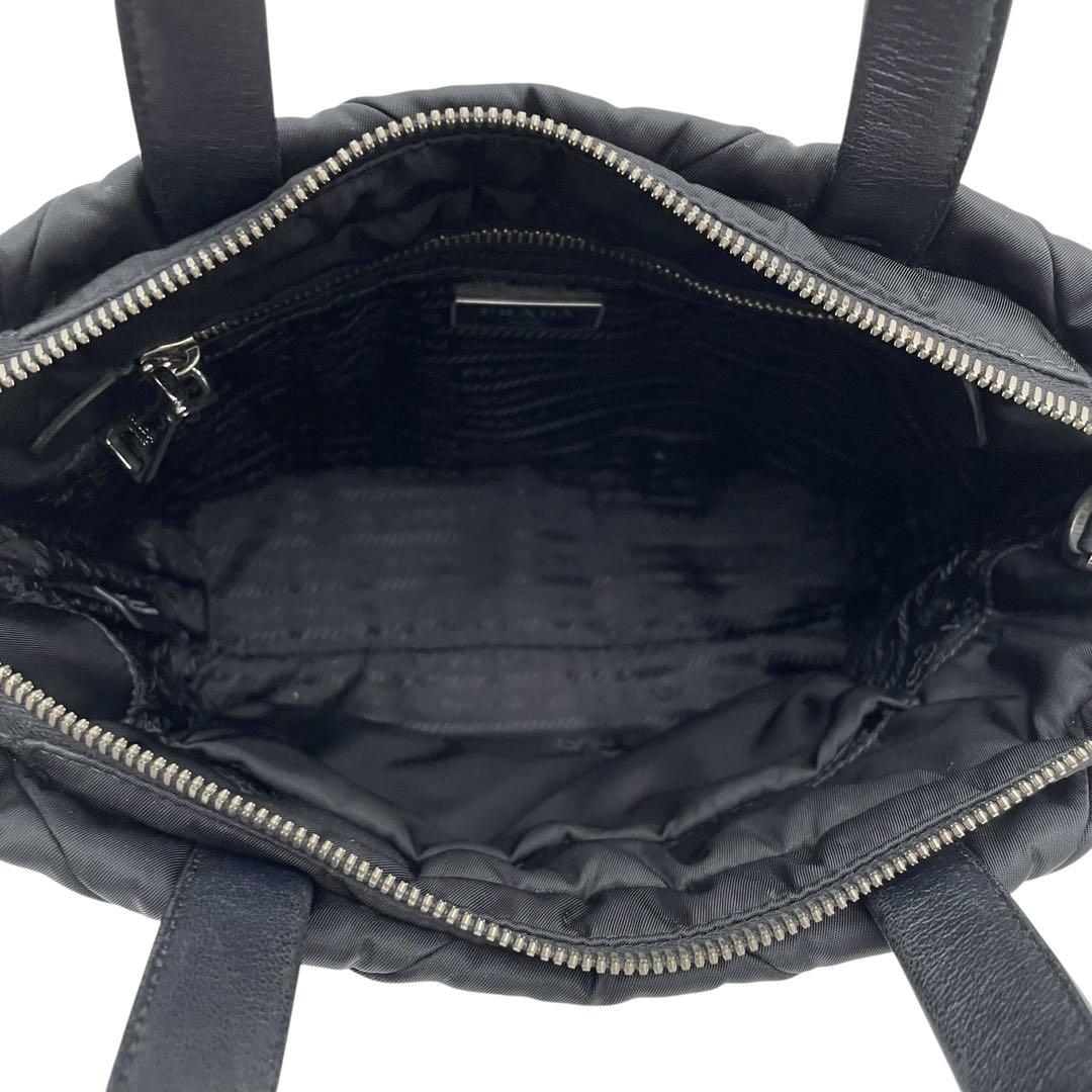 Prada Nylon Leather Quilted Shoulder Bag Black — view 7