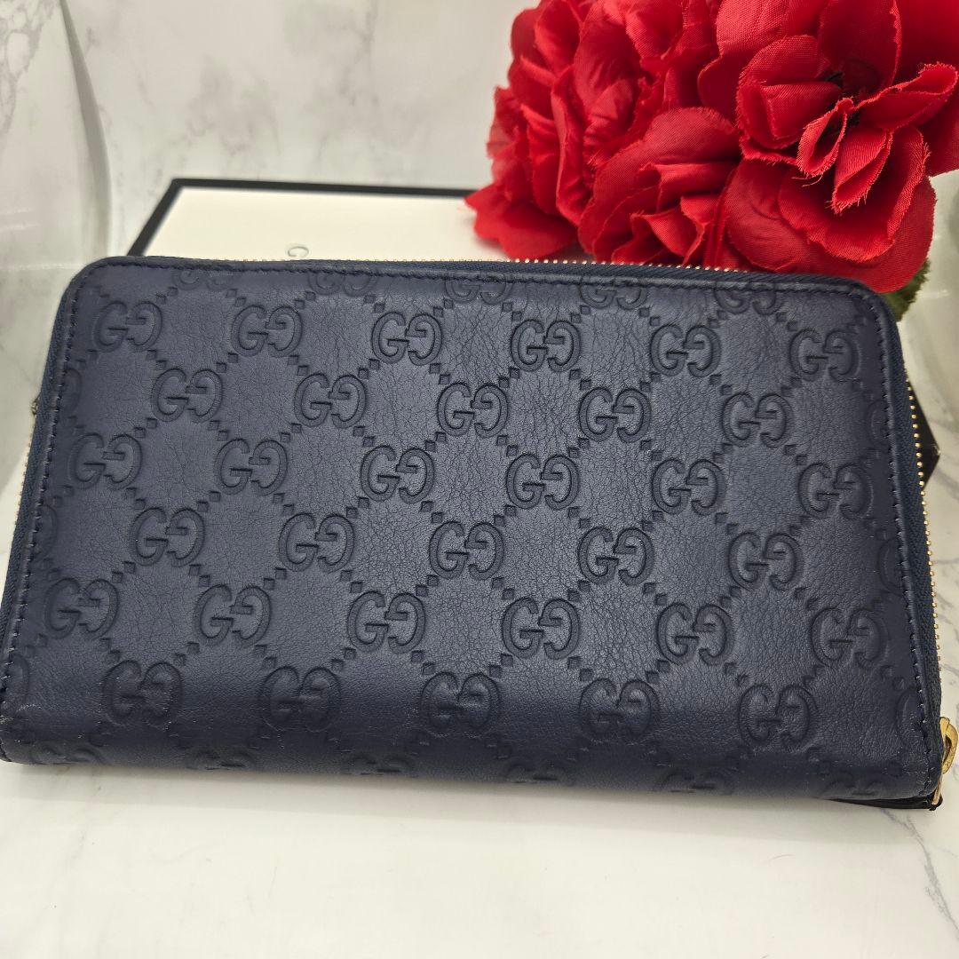 Gucci Guccissima Wallet Navy GG Leather — view 2