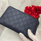 Gucci Guccissima Wallet Navy GG Leather — view 3