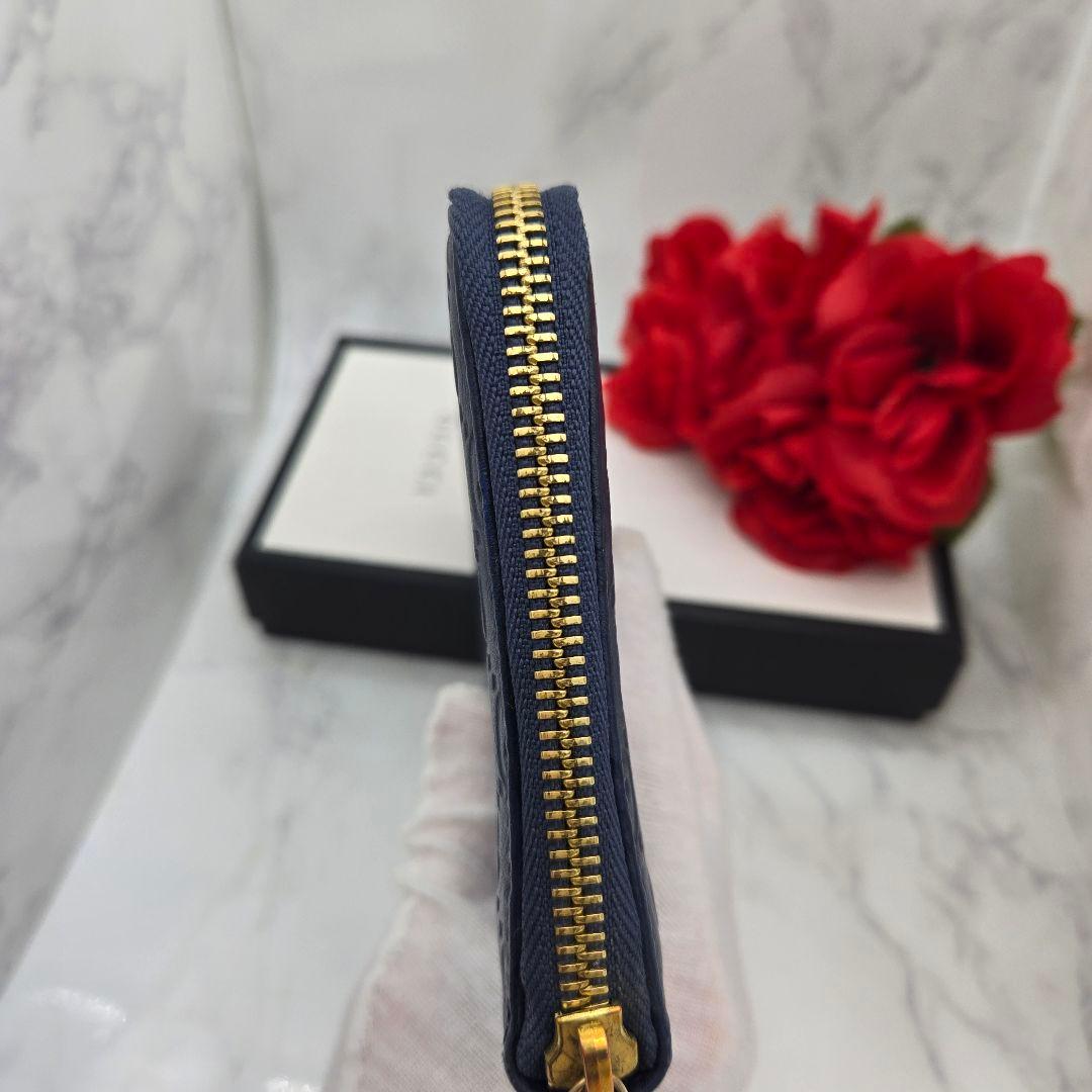 Gucci Guccissima Wallet Navy GG Leather — view 9