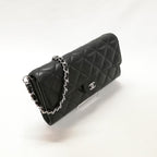 Chanel Lambskin Quilted Wallet Black Silver — view 2