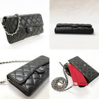 Chanel Lambskin Quilted Wallet Black Silver — view 3