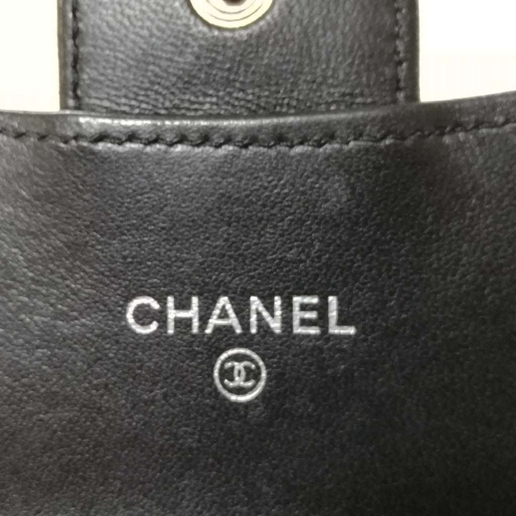 Chanel Lambskin Quilted Wallet Black Silver — view 5