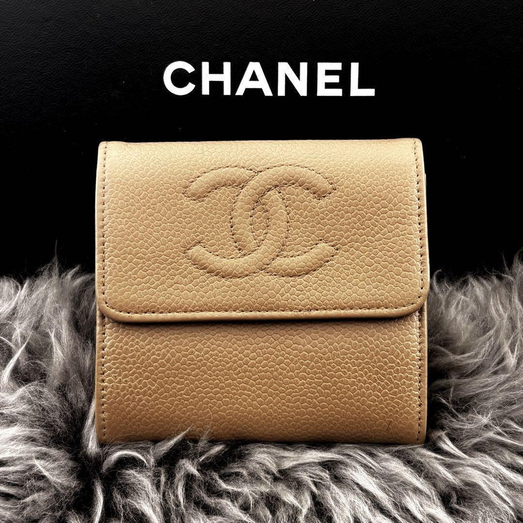 Chanel Wallet Coco Stitch Caviar Snap Trifold