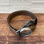 Chanel Leather Silver Buckle Belt Brown — view 3