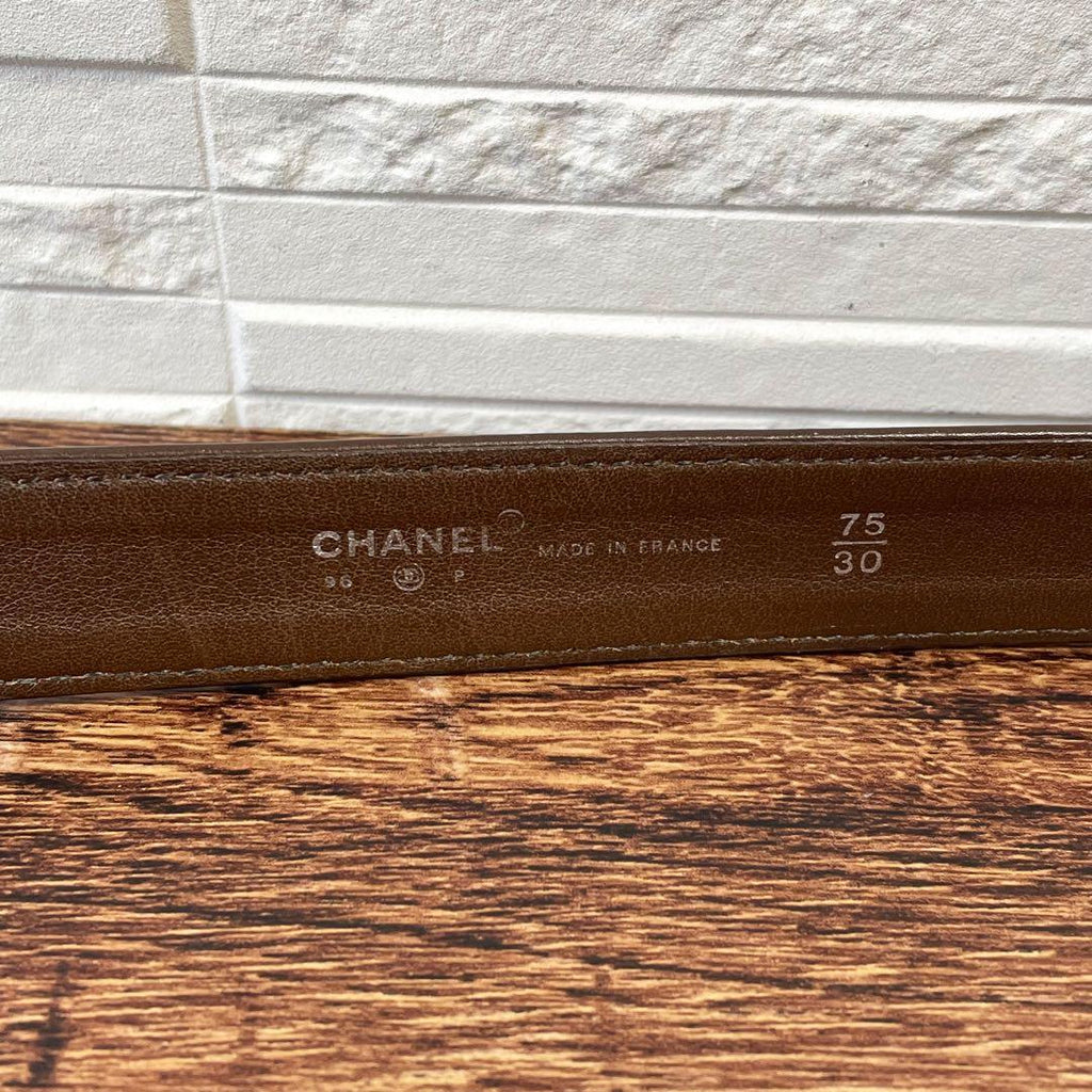 Chanel Leather Silver Buckle Belt Brown — view 6