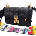 Dior Cannage Shoulder Bag Black Leather