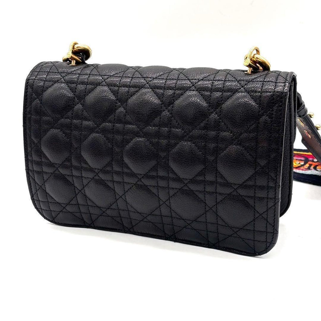 Dior Cannage Shoulder Bag Black Leather — view 2
