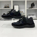 Chanel CC Logo Leather Fabric Suede Sneakers Black — view 2