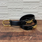 Celine Leather Carriage Logo Gold Belt Black — view 2