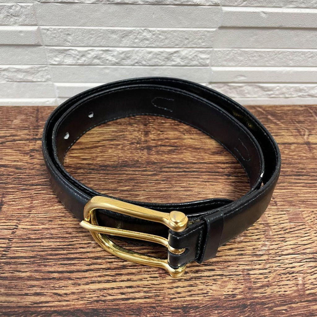 Celine Leather Carriage Logo Gold Belt Black — view 3