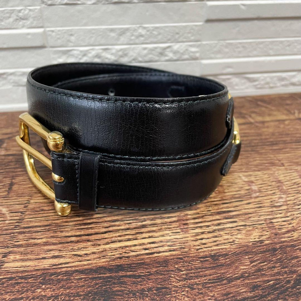 Celine Leather Carriage Logo Gold Belt Black — view 4