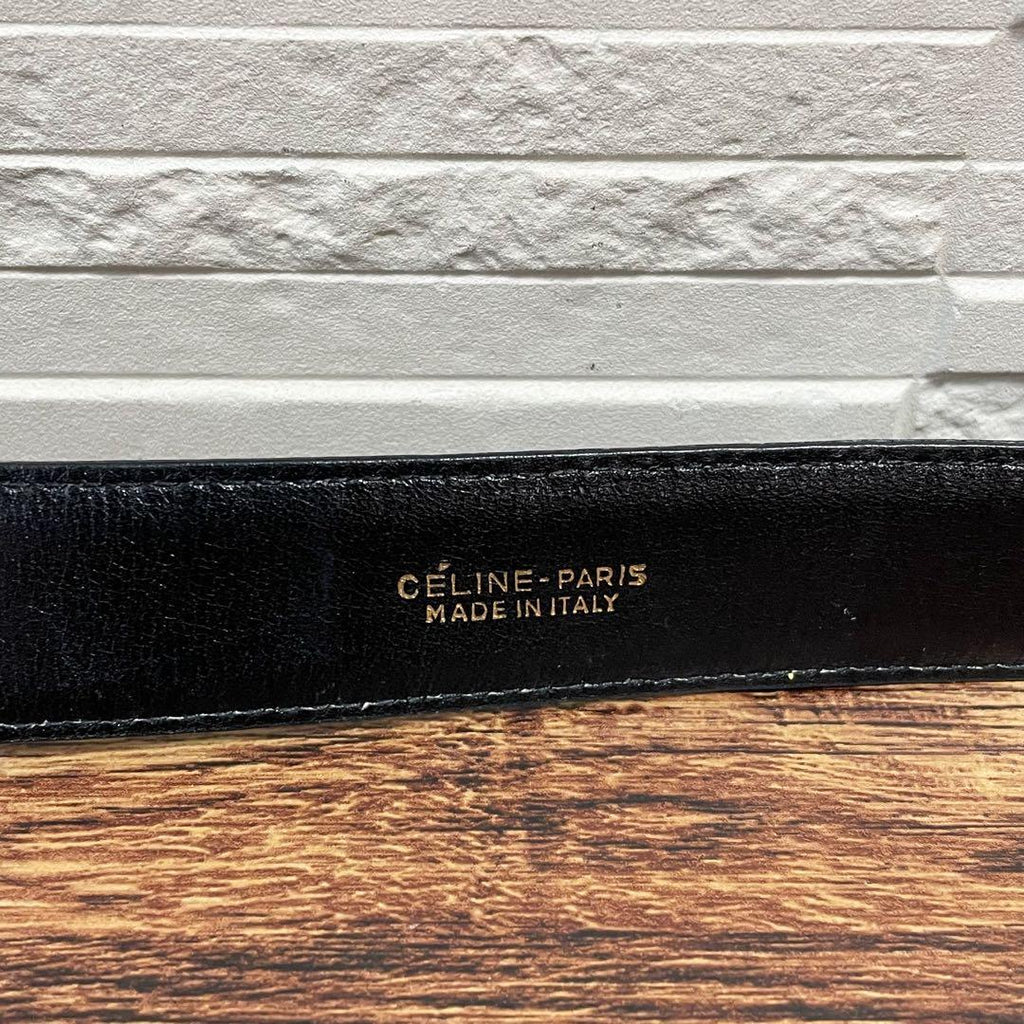 Celine Leather Carriage Logo Gold Belt Black — view 9