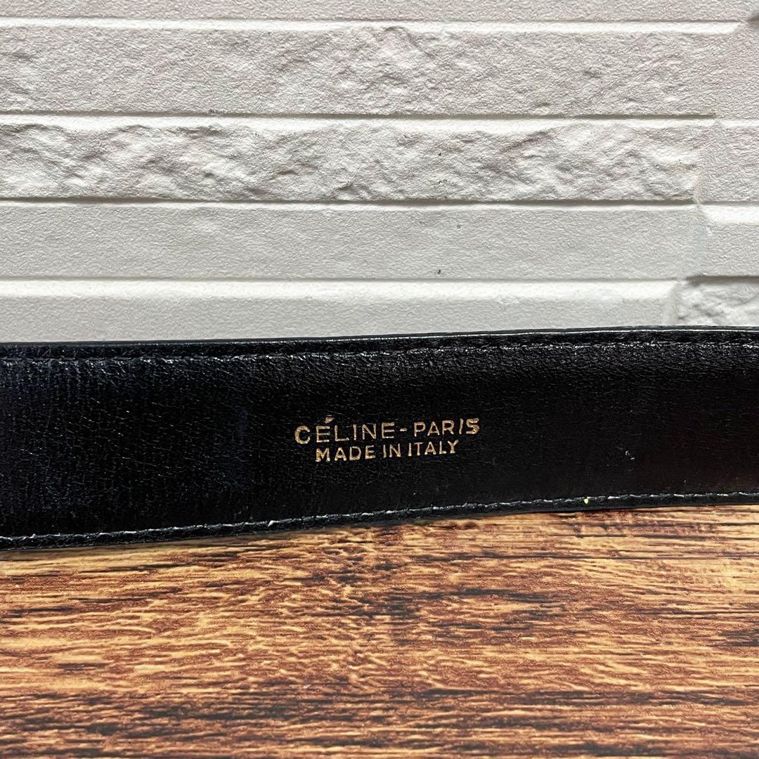 Celine Leather Carriage Logo Gold Belt Black — view 9