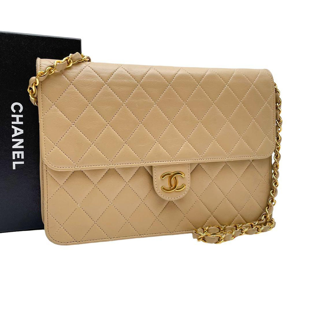 Chanel Lambskin Quilted CC Logo Chain Shoulder