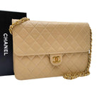 Chanel Lambskin Quilted CC Logo Chain Shoulder
