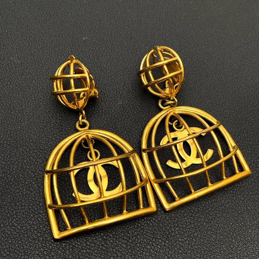 Chanel CC Logo Earrings Birdcage Vintage Classic — view 2
