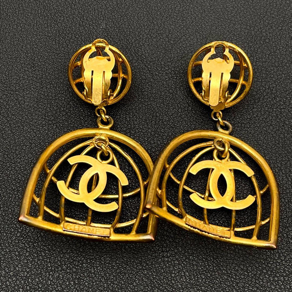 Chanel CC Logo Earrings Birdcage Vintage Classic — view 5