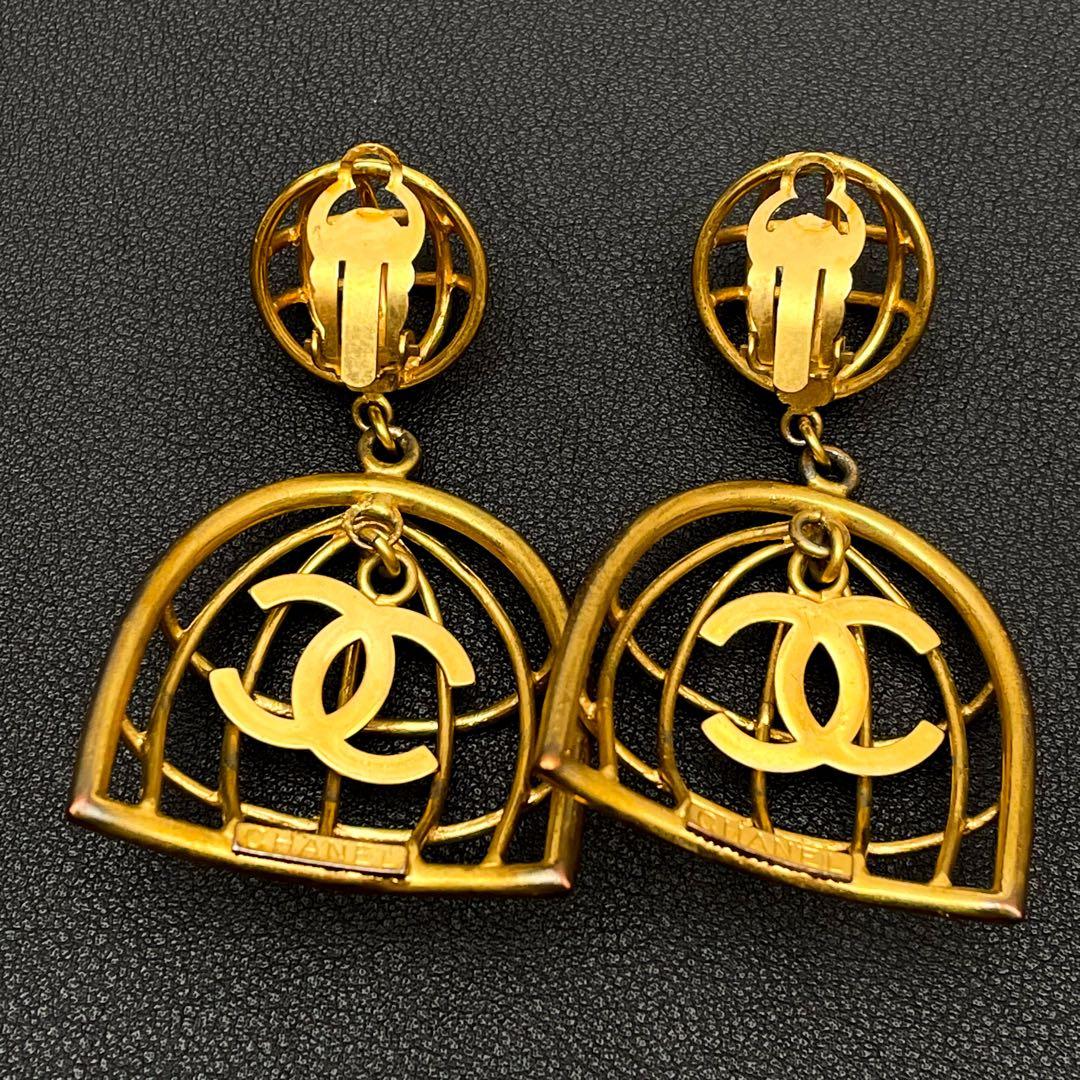 Chanel CC Logo Earrings Birdcage Vintage Classic — view 5