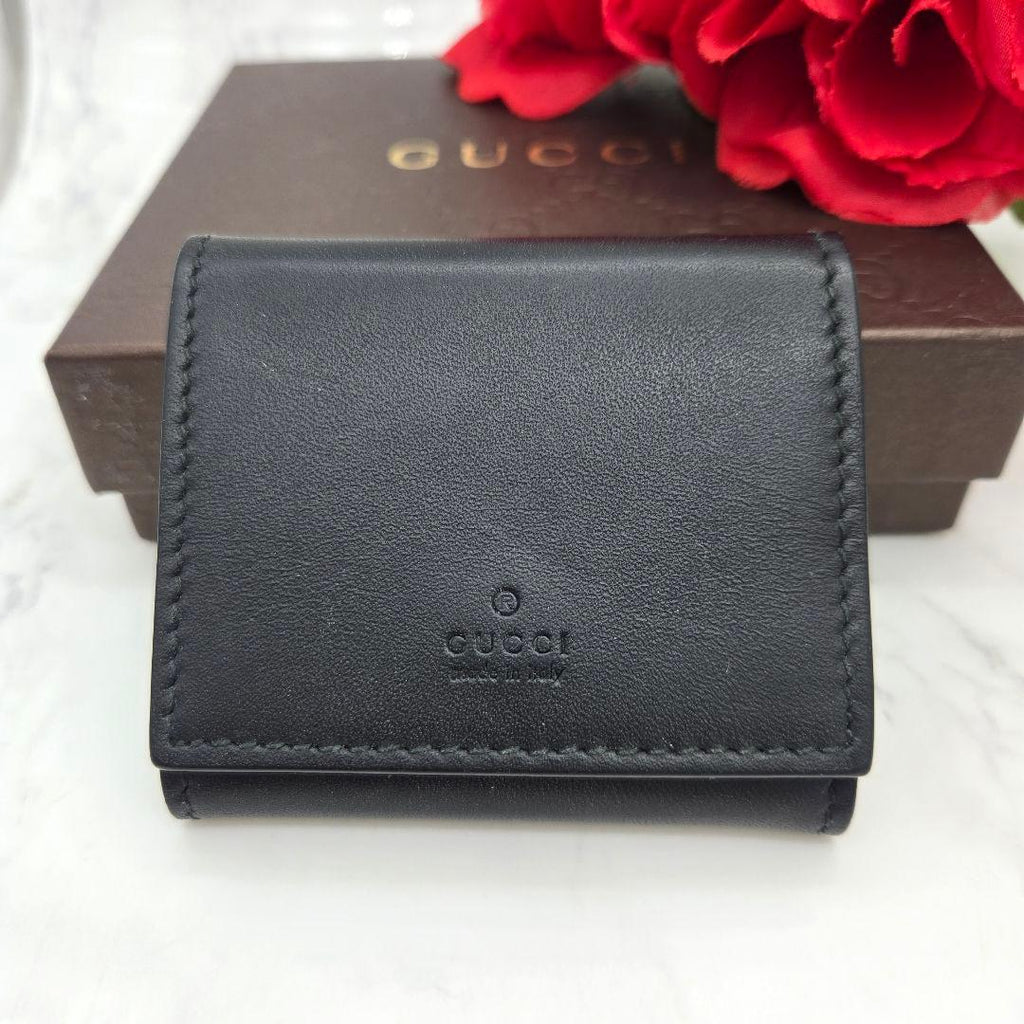 Gucci Coin Purse Wallet Flower Black
