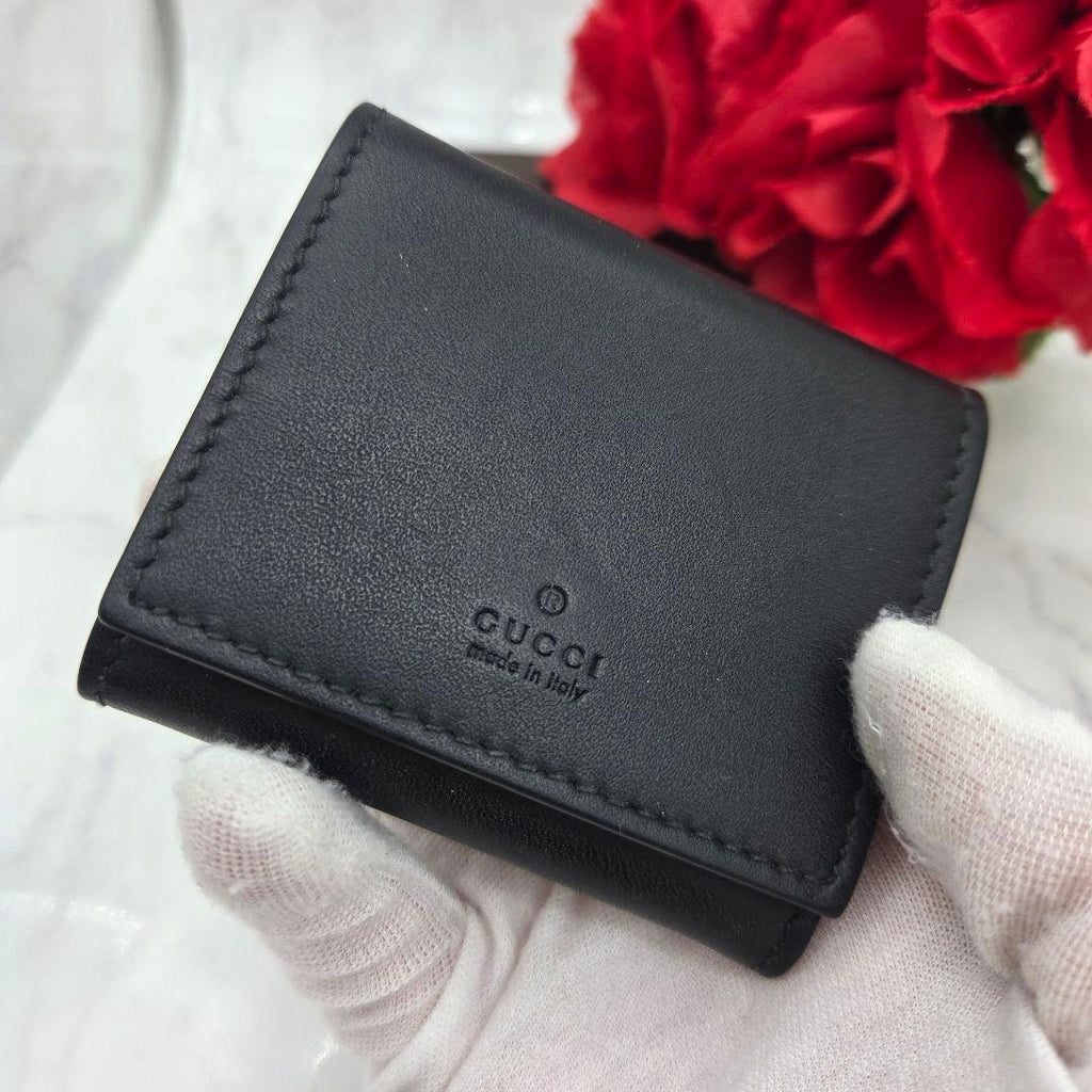 Gucci Coin Purse Wallet Flower Black — view 3