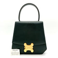 Celine Handbag Triomphe Top Handle Leather Dark Green