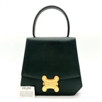 Celine Handbag Triomphe Top Handle Leather Dark Green