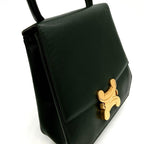 Celine Handbag Triomphe Top Handle Leather Dark Green — view 3