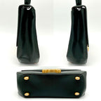 Celine Handbag Triomphe Top Handle Leather Dark Green — view 4