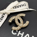 Chanel CC Logo Faux Pearl Gold Icon Brooch