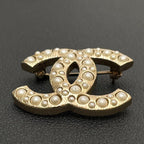 Chanel CC Logo Faux Pearl Gold Icon Brooch — view 7