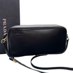 Prada Logo Saffiano Leather Shoulder Bag Black