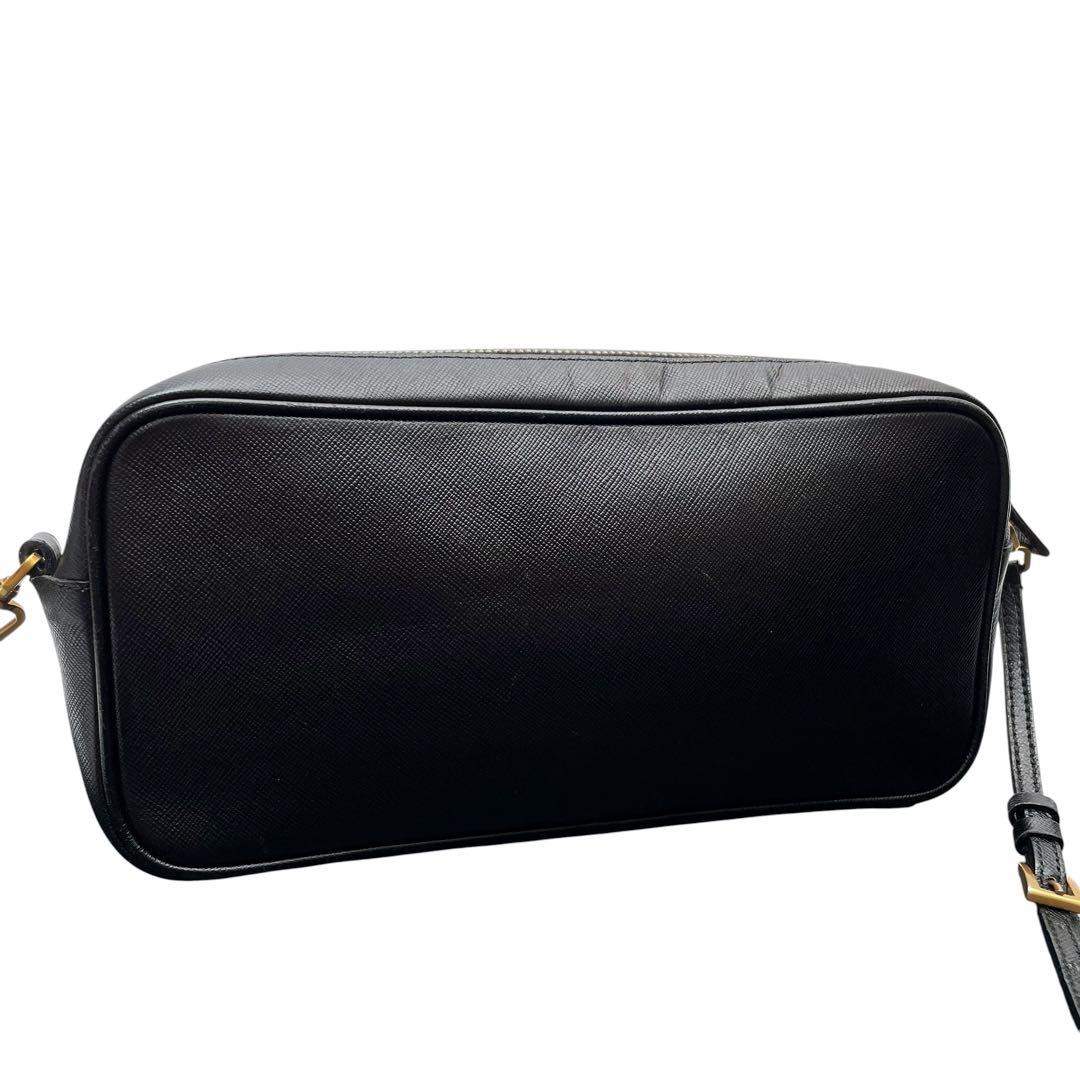 Prada Logo Saffiano Leather Shoulder Bag Black — view 2