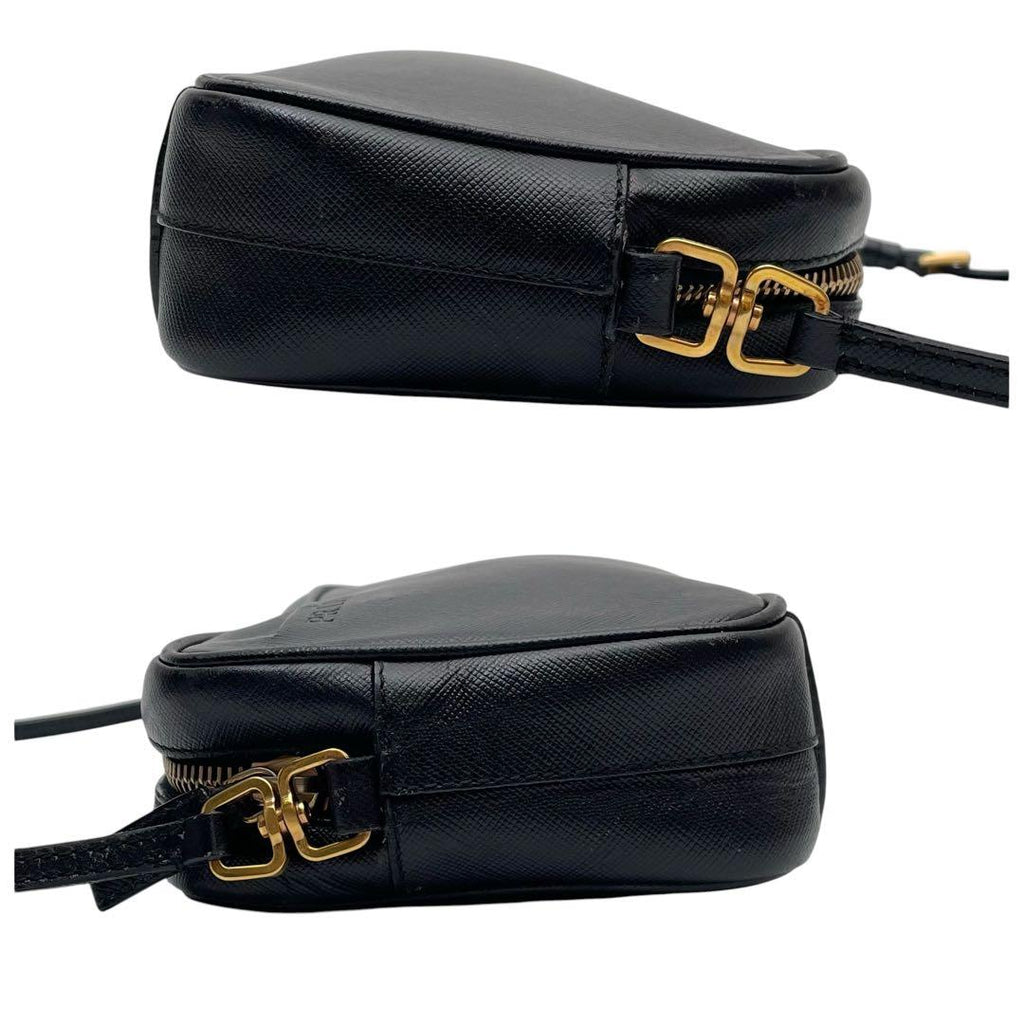 Prada Logo Saffiano Leather Shoulder Bag Black — view 4