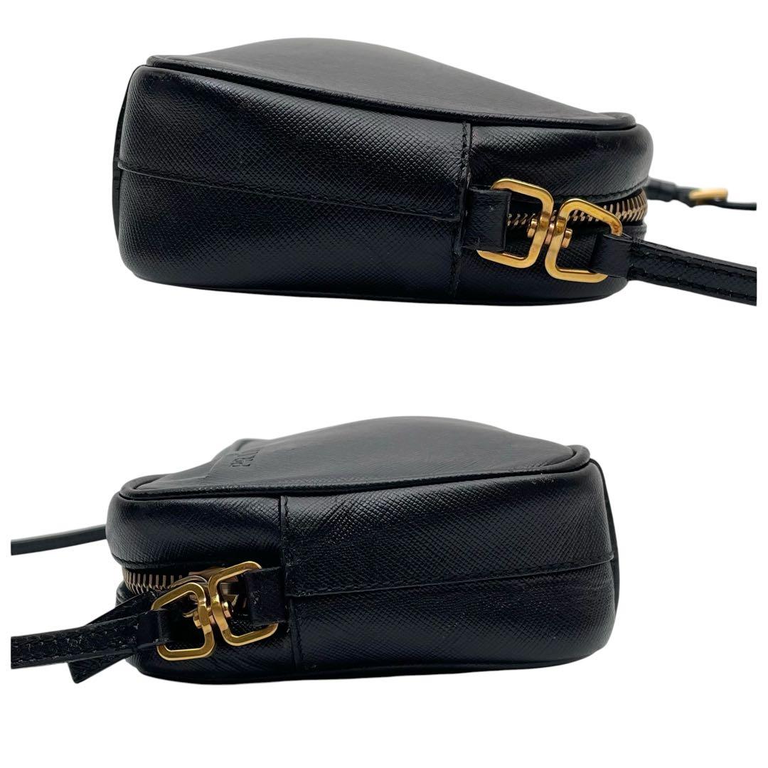 Prada Logo Saffiano Leather Shoulder Bag Black — view 4