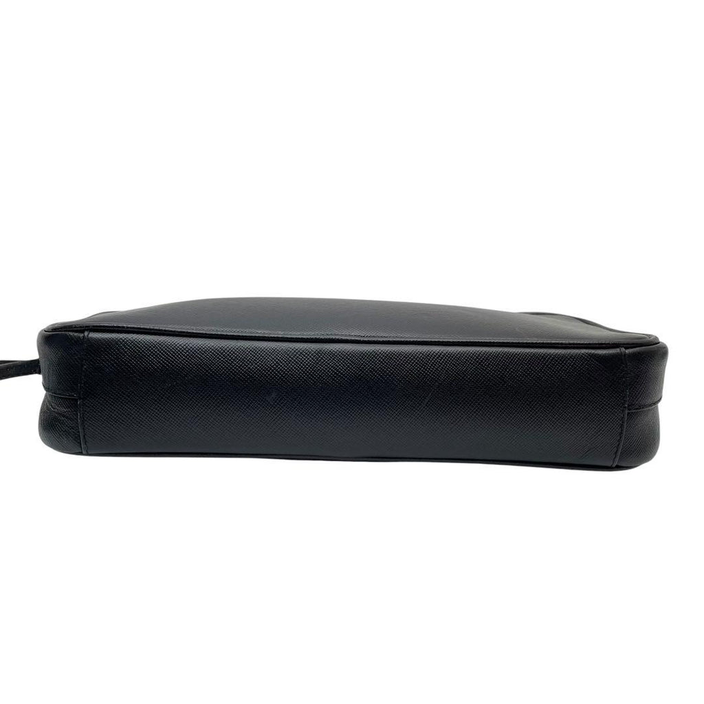 Prada Logo Saffiano Leather Shoulder Bag Black — view 5