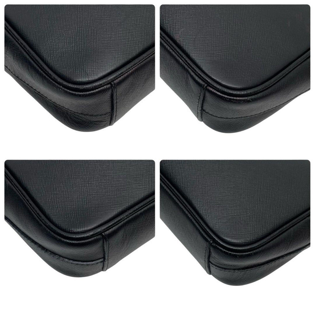 Prada Logo Saffiano Leather Shoulder Bag Black — view 6